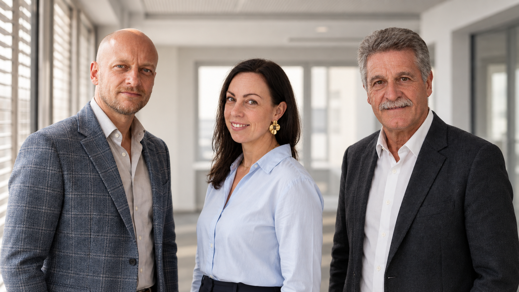Das Team der hob Datenservice GmbH: Sebastian Wagner, Julia Oechsler und Kurt Hildenbrand in den Geschäftsräumen in Stutensee.